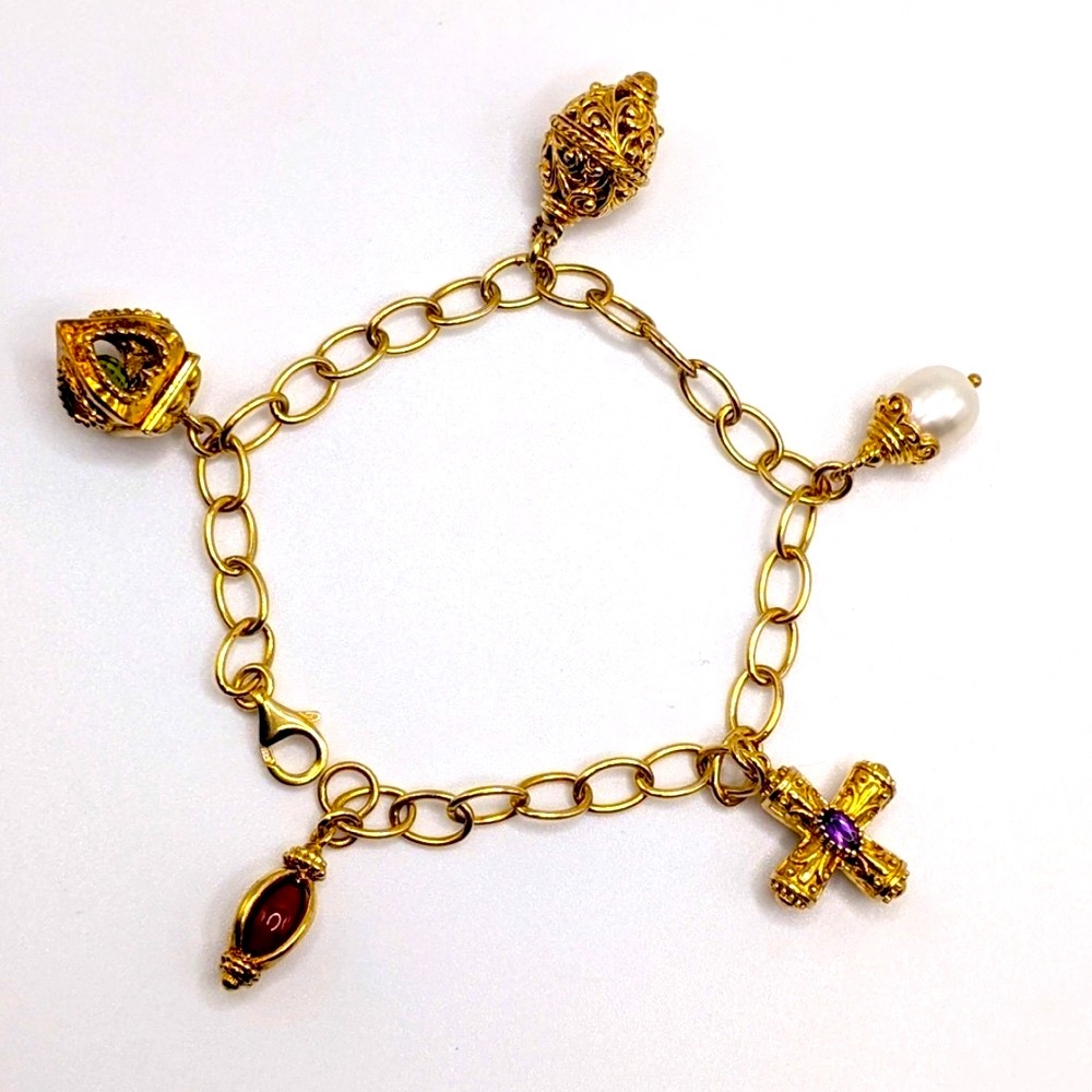 Gold Etruscan Charm Bracelet -Absolutely Beautiful!